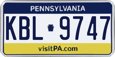 PA license plate KBL9747
