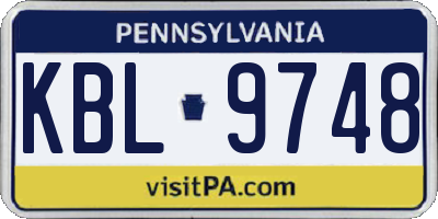 PA license plate KBL9748