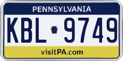 PA license plate KBL9749