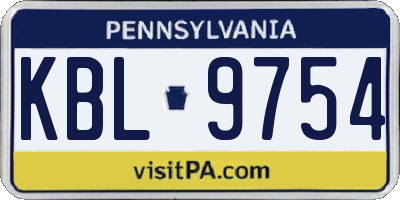 PA license plate KBL9754
