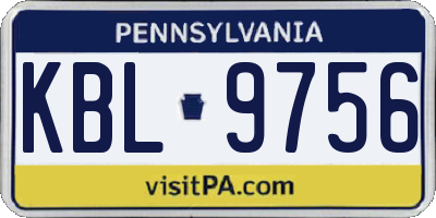 PA license plate KBL9756