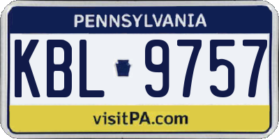 PA license plate KBL9757