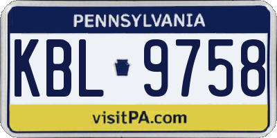 PA license plate KBL9758