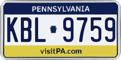 PA license plate KBL9759