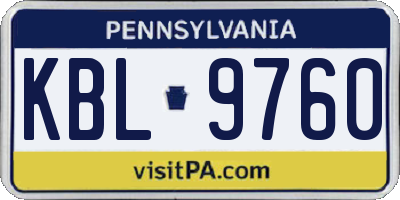 PA license plate KBL9760