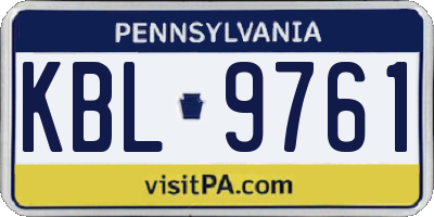 PA license plate KBL9761