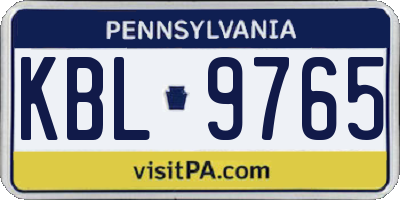 PA license plate KBL9765