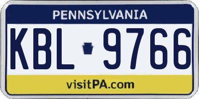 PA license plate KBL9766