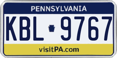 PA license plate KBL9767