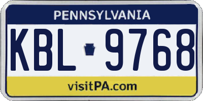 PA license plate KBL9768