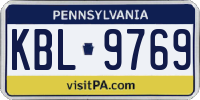 PA license plate KBL9769