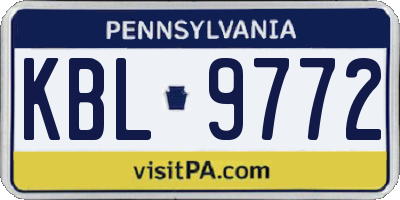 PA license plate KBL9772