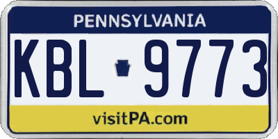 PA license plate KBL9773