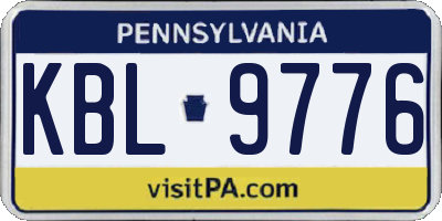 PA license plate KBL9776