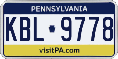 PA license plate KBL9778