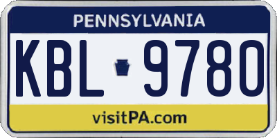 PA license plate KBL9780