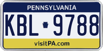 PA license plate KBL9788