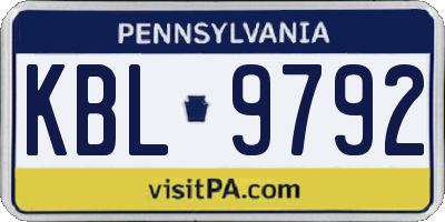 PA license plate KBL9792