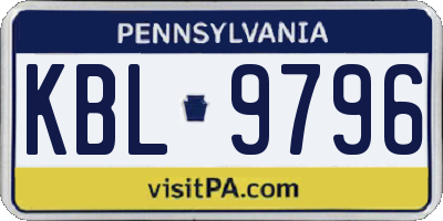 PA license plate KBL9796
