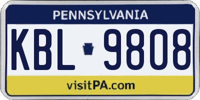 PA license plate KBL9808
