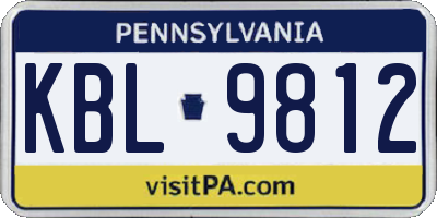 PA license plate KBL9812