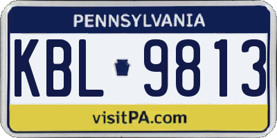 PA license plate KBL9813