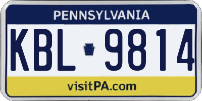 PA license plate KBL9814