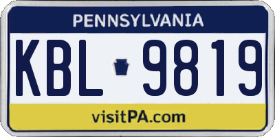 PA license plate KBL9819