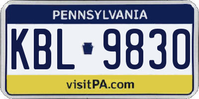 PA license plate KBL9830