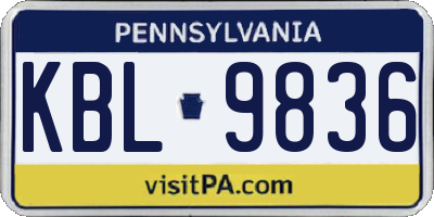 PA license plate KBL9836