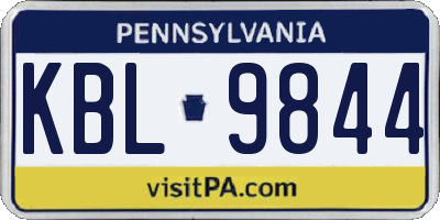 PA license plate KBL9844