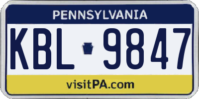 PA license plate KBL9847