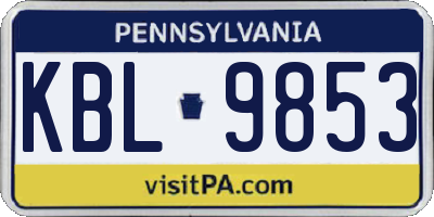 PA license plate KBL9853
