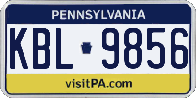 PA license plate KBL9856