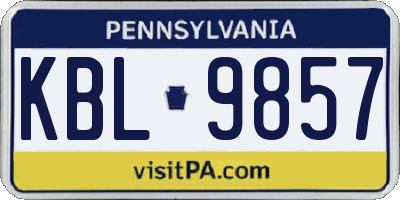PA license plate KBL9857