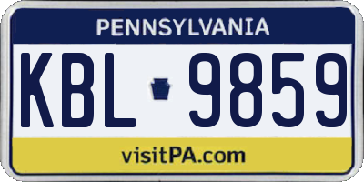 PA license plate KBL9859
