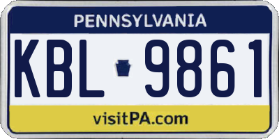 PA license plate KBL9861