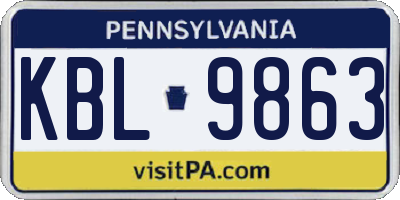 PA license plate KBL9863