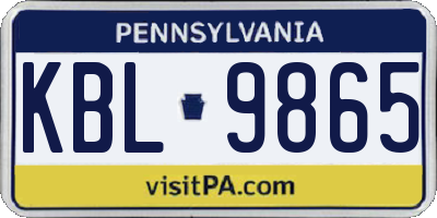 PA license plate KBL9865