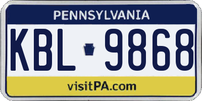 PA license plate KBL9868