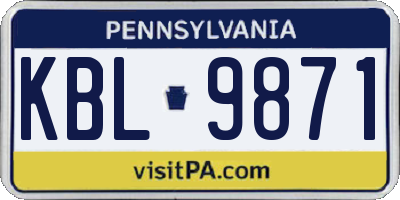 PA license plate KBL9871
