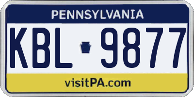 PA license plate KBL9877