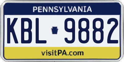 PA license plate KBL9882