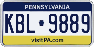 PA license plate KBL9889