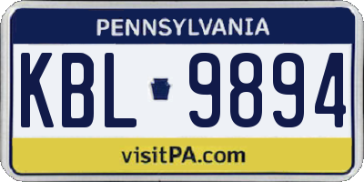 PA license plate KBL9894