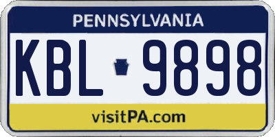 PA license plate KBL9898