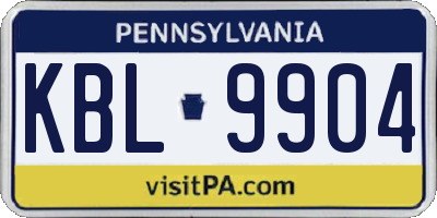 PA license plate KBL9904