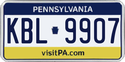 PA license plate KBL9907