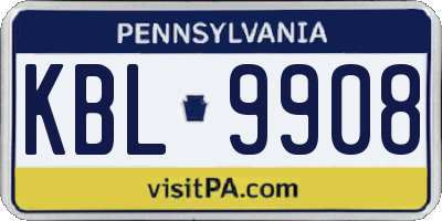PA license plate KBL9908