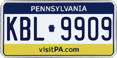 PA license plate KBL9909
